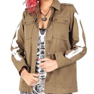 Unisex Iron Fist Bone In Military Jacket in Olive, Size M, Unisex